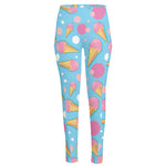 Pink Ice Cream Pattern Print High-Waisted Pocket Leggings