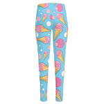 Pink Ice Cream Pattern Print High-Waisted Pocket Leggings