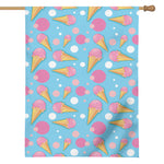 Pink Ice Cream Pattern Print House Flag