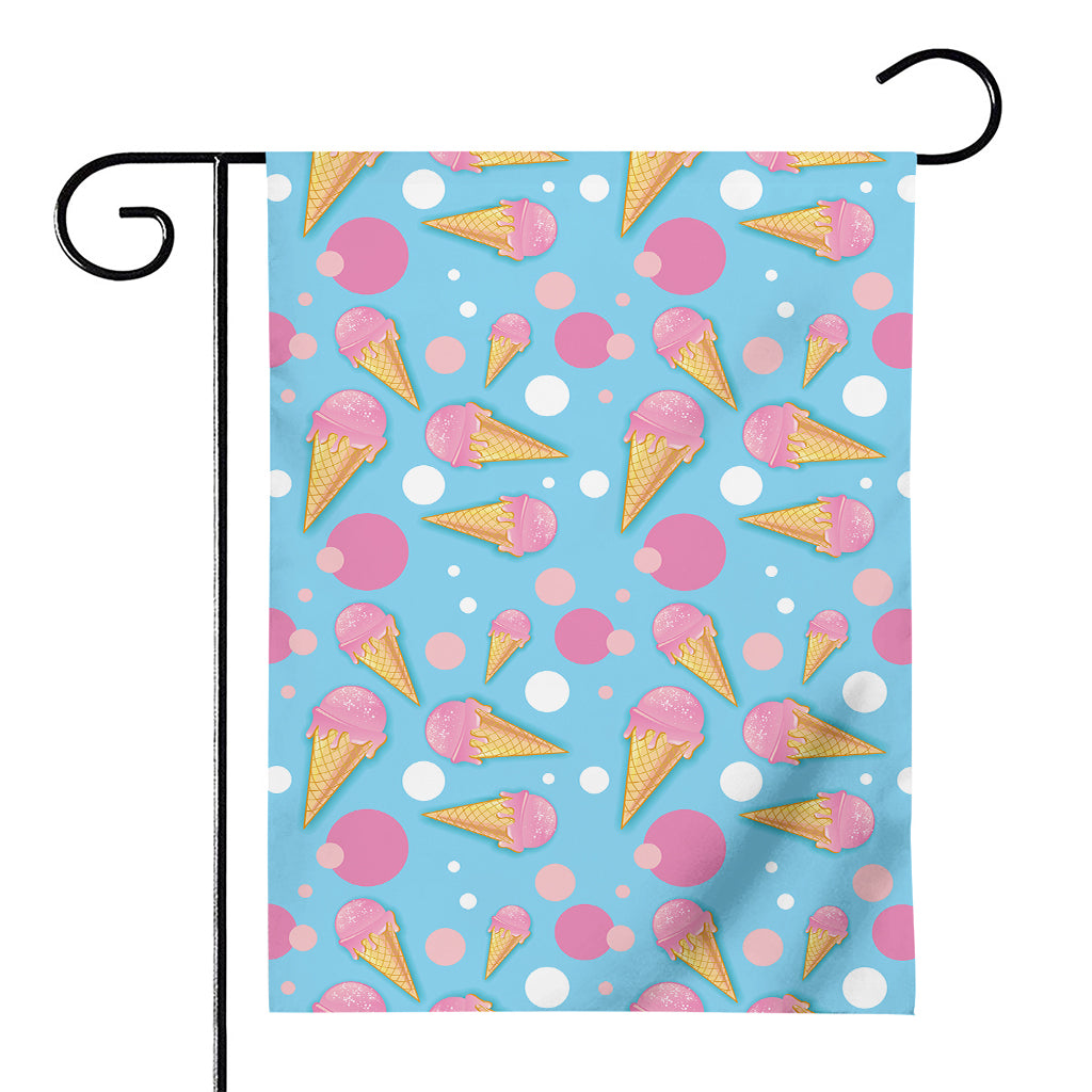 Pink Ice Cream Pattern Print House Flag