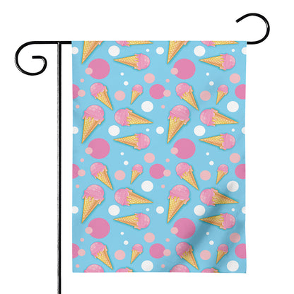 Pink Ice Cream Pattern Print House Flag