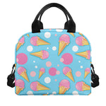 Pink Ice Cream Pattern Print Insulated Lunch Bag