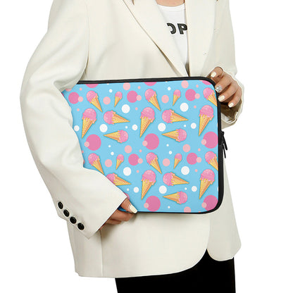 Pink Ice Cream Pattern Print Laptop Sleeve