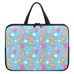 Pink Ice Cream Pattern Print Laptop Sleeve With Handle