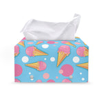 Pink Ice Cream Pattern Print Leather Tissue Box Cover