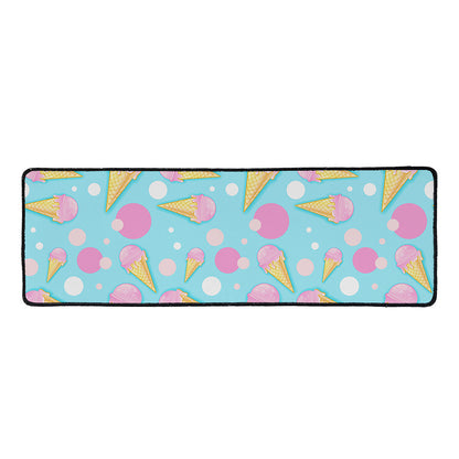 Pink Ice Cream Pattern Print Long Kitchen Mat