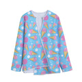 Pink Ice Cream Pattern Print Long Sleeve Short Coat