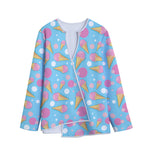 Pink Ice Cream Pattern Print Long Sleeve Short Coat