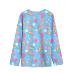 Pink Ice Cream Pattern Print Long Sleeve Short Coat