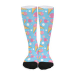Pink Ice Cream Pattern Print Long Socks