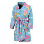 Pink Ice Cream Pattern Print Men's Bathrobe