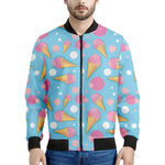 Pink Ice Cream Pattern Print Men's Bomber Jacket