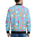 Pink Ice Cream Pattern Print Men's Bomber Jacket