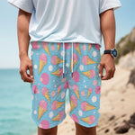 Pink Ice Cream Pattern Print Men's Cargo Shorts