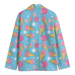 Pink Ice Cream Pattern Print Men's Cotton Blazer