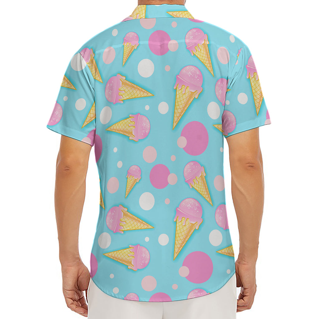 Pink Ice Cream Pattern Print Men's Deep V-Neck Shirt