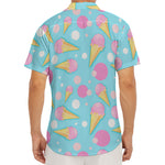 Pink Ice Cream Pattern Print Men's Deep V-Neck Shirt