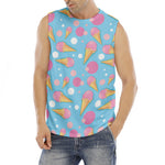 Pink Ice Cream Pattern Print Men's Fitness Tank Top