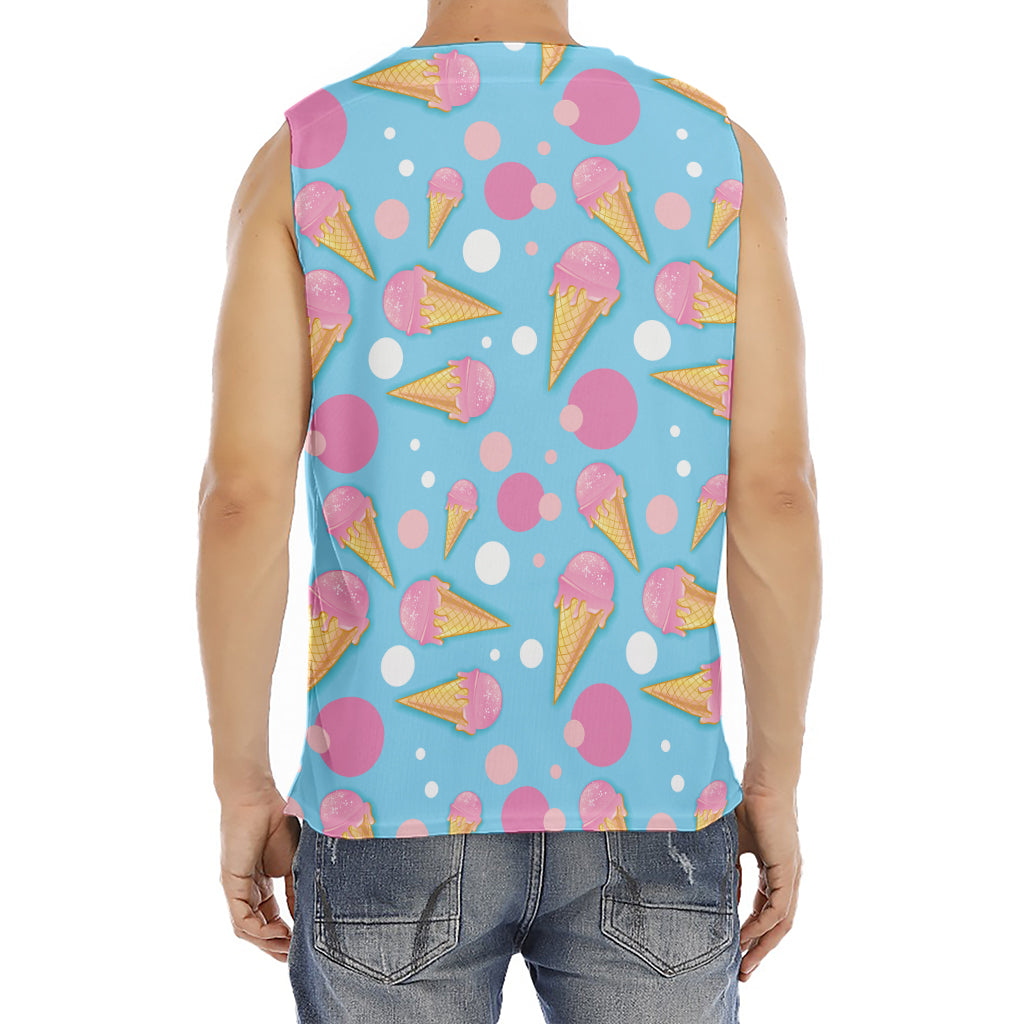 Pink Ice Cream Pattern Print Men's Fitness Tank Top