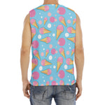 Pink Ice Cream Pattern Print Men's Fitness Tank Top