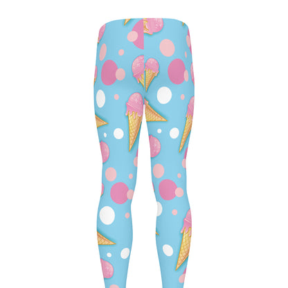 Pink Ice Cream Pattern Print Men's leggings