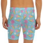 Pink Ice Cream Pattern Print Men's Long Boxer Briefs