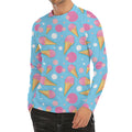 Pink Ice Cream Pattern Print Men's Long Sleeve Rash Guard