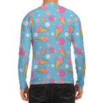 Pink Ice Cream Pattern Print Men's Long Sleeve Rash Guard