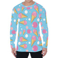 Pink Ice Cream Pattern Print Men's Long Sleeve T-Shirt