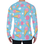 Pink Ice Cream Pattern Print Men's Long Sleeve T-Shirt