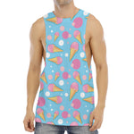 Pink Ice Cream Pattern Print Men's Muscle Tank Top