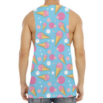 Pink Ice Cream Pattern Print Men's Muscle Tank Top