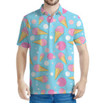 Pink Ice Cream Pattern Print Men's Polo Shirt