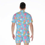 Pink Ice Cream Pattern Print Men's Rompers