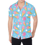 Pink Ice Cream Pattern Print Men's Shirt