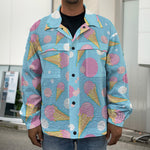 Pink Ice Cream Pattern Print Men's Shirt Jacket
