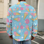 Pink Ice Cream Pattern Print Men's Shirt Jacket
