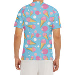 Pink Ice Cream Pattern Print Men's Short Sleeve Rash Guard
