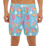 Pink Ice Cream Pattern Print Men's Split Running Shorts