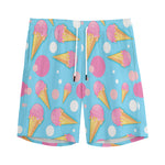 Pink Ice Cream Pattern Print Men's Sports Shorts