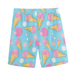 Pink Ice Cream Pattern Print Men's Sports Shorts