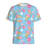 Pink Ice Cream Pattern Print Men's Sports T-Shirt