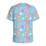 Pink Ice Cream Pattern Print Men's Sports T-Shirt