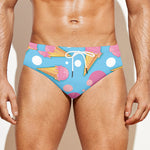 Pink Ice Cream Pattern Print Men's Swim Briefs