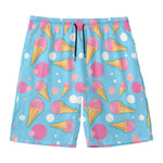 Pink Ice Cream Pattern Print Men's Swim Trunks