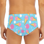Pink Ice Cream Pattern Print Men's Triangle Swim Briefs