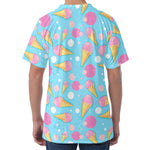 Pink Ice Cream Pattern Print Men's Velvet T-Shirt