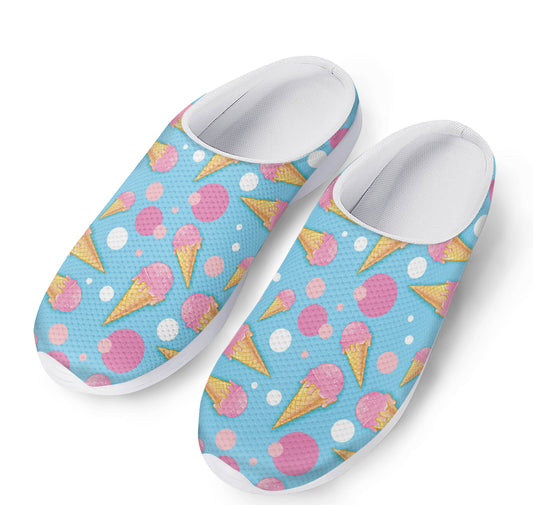 Pink Ice Cream Pattern Print Mesh Casual Shoes