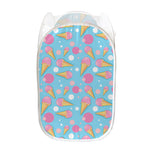 Pink Ice Cream Pattern Print Mesh Laundry Hamper