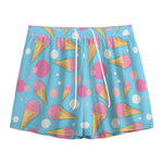 Pink Ice Cream Pattern Print Mesh Shorts